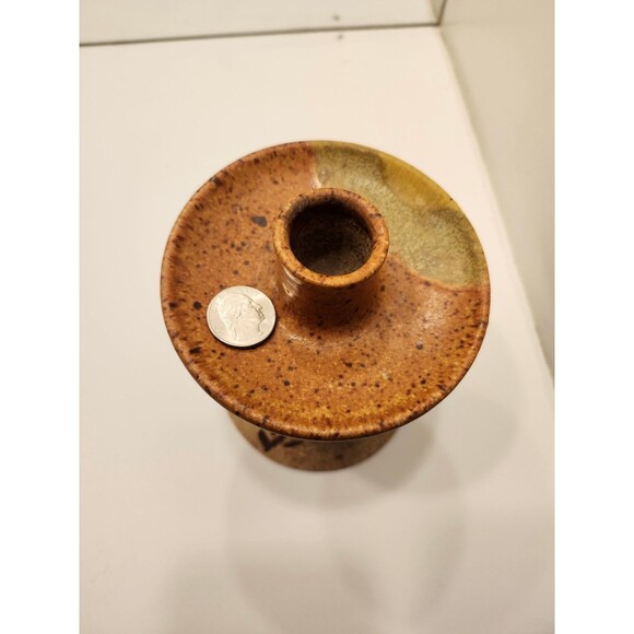 Handmade Ceramic Candle Holder Pottery Signed Artisan Rustic Design Vintage - Picture 13 of 14